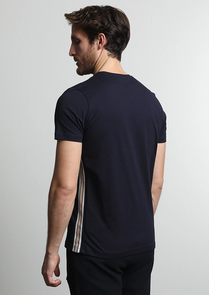 Lacivert %100 Pamuk T-Shirt - 4