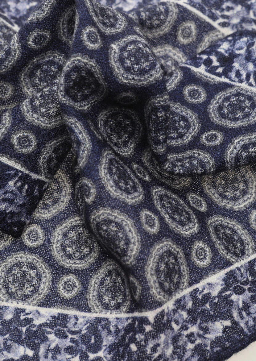 Lacivert %100 Yün Mendil 