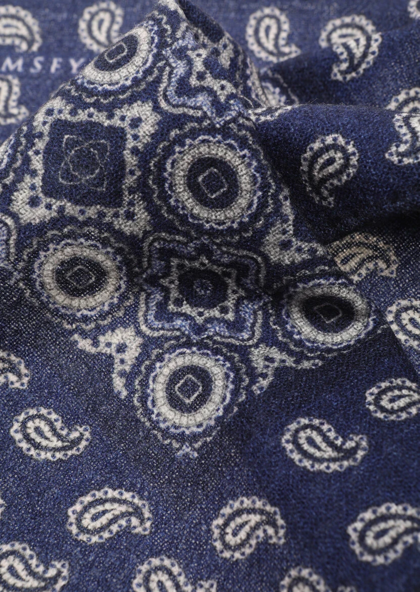 Lacivert %100 Yün Mendil 