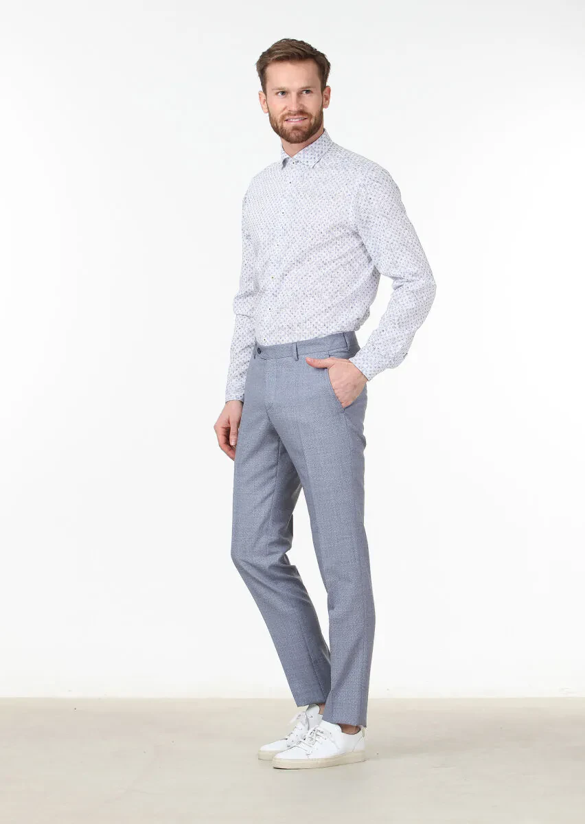 Lacivert Baskılı Regular Fit Dokuma Casual %100 Pamuk Gömlek - 2