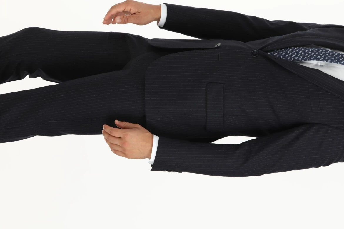 Lacivert Çizgili Thin&taller Slim Fit %100 Yün Takım Elbise - 3