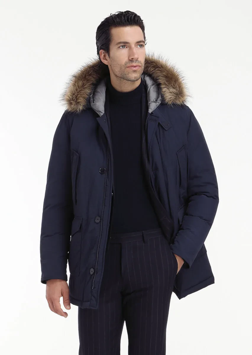 Lacivert Çizgili Zeroweight Slim Fit Yün Karışımlı Takım Elbise - 5