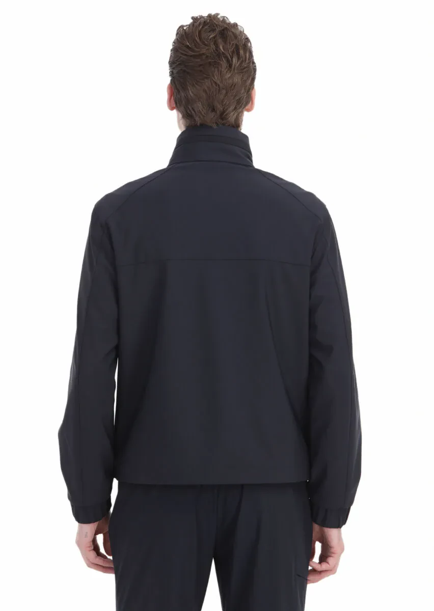 Lacivert Comfort Fit Kapüşonlu Spor Dokuma Mont - 7