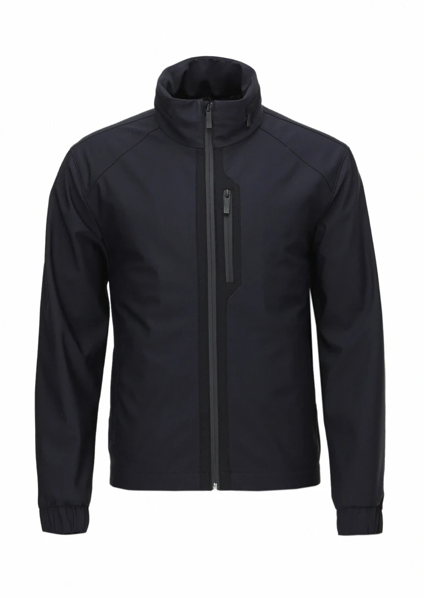 Lacivert Comfort Fit Kapüşonlu Spor Dokuma Mont - 9