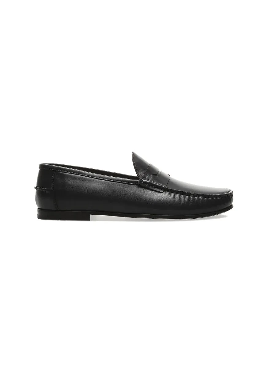 Lacivert Deri Casual Loafer - 1