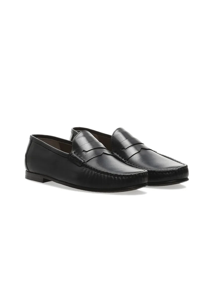 Lacivert Deri Casual Loafer - 2