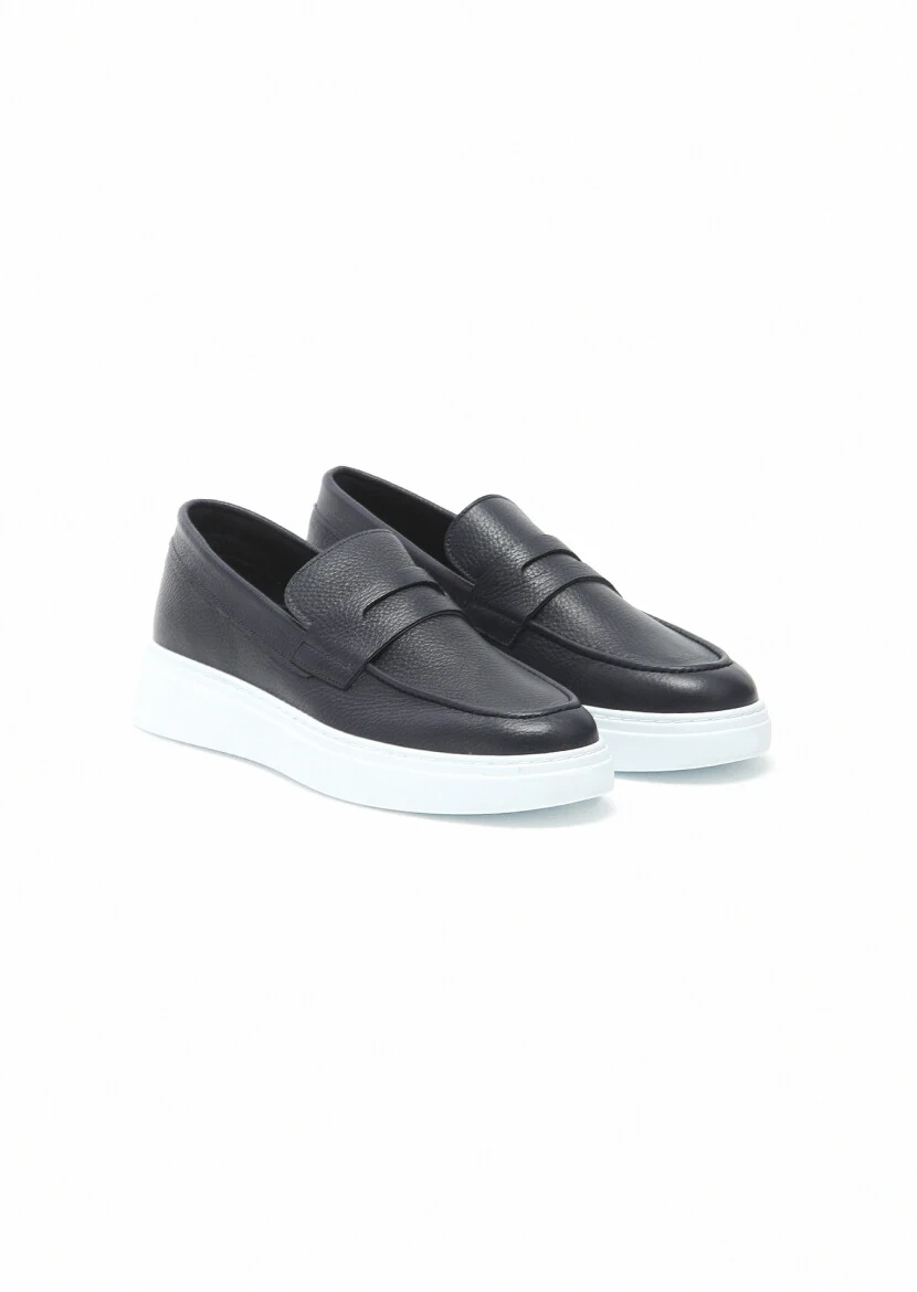 Lacivert Deri Casual Loafer - 2