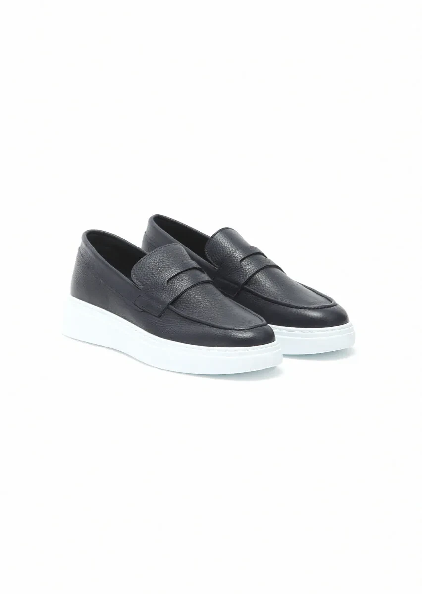 Lacivert Deri Casual Loafer - 2