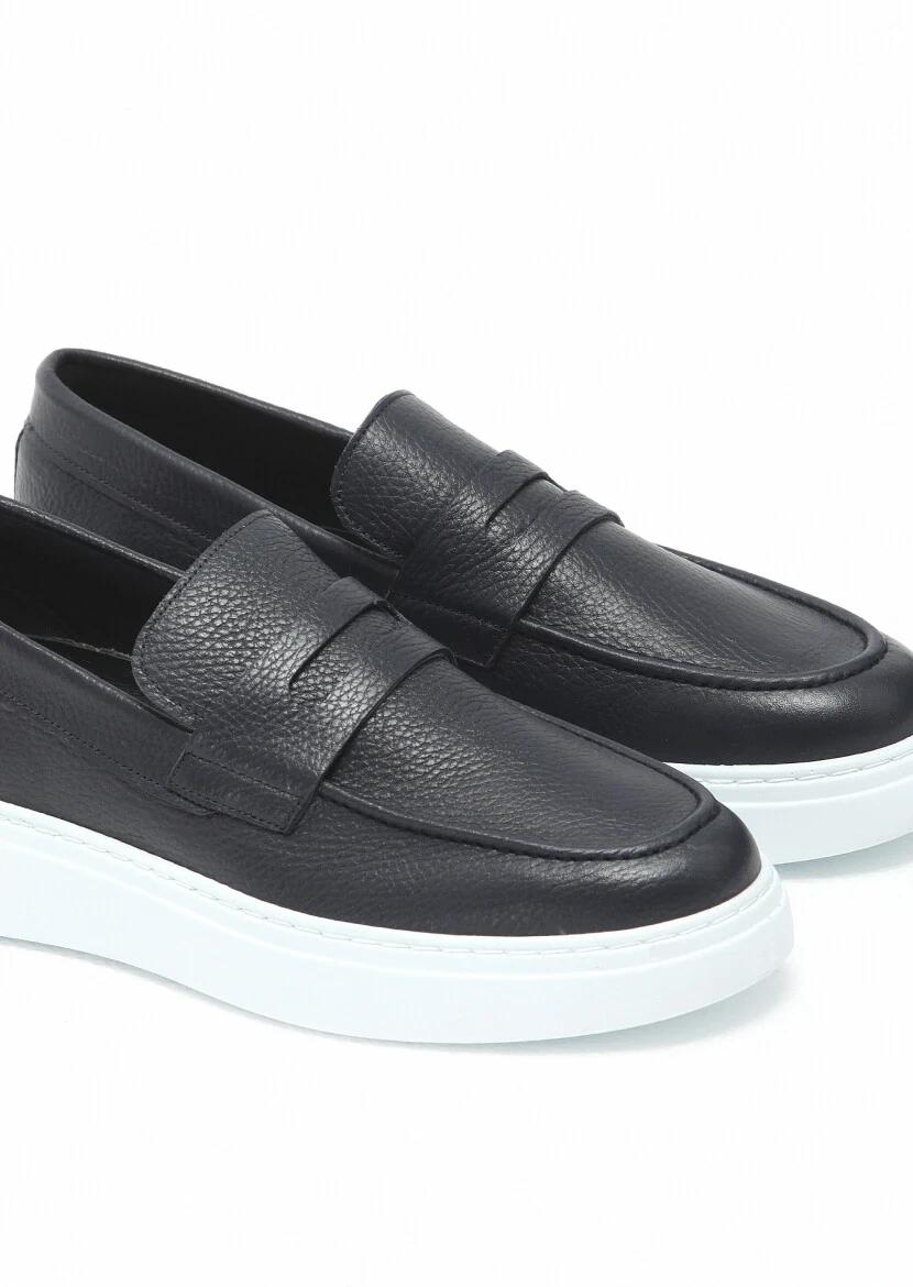 Lacivert Deri Casual Loafer - 3