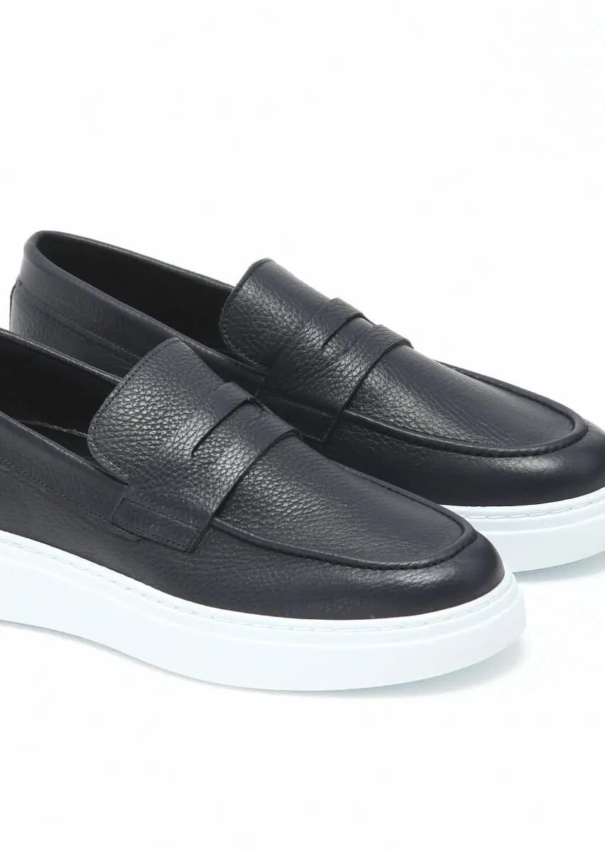 Lacivert Deri Casual Loafer - 3