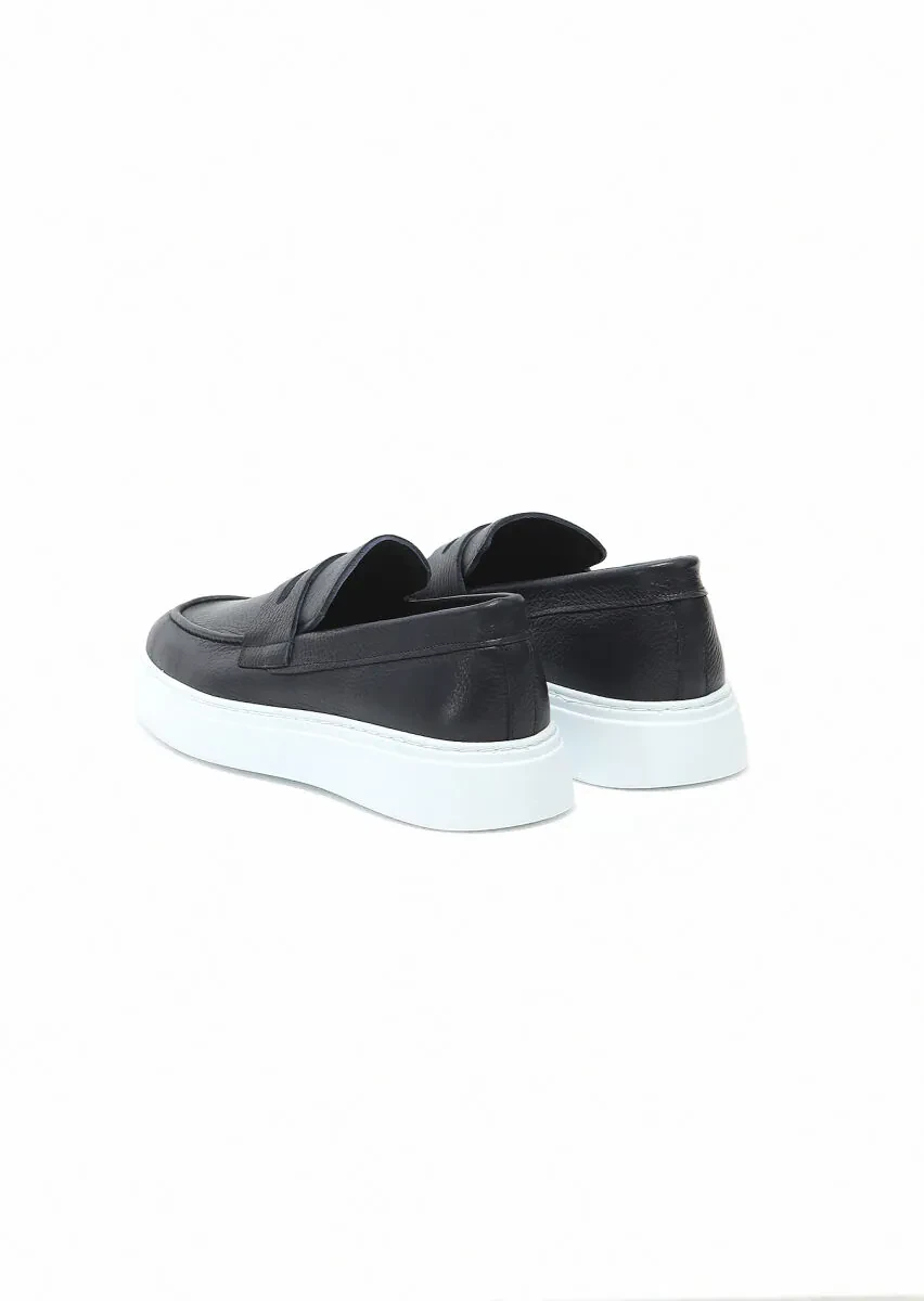 Lacivert Deri Casual Loafer - 4