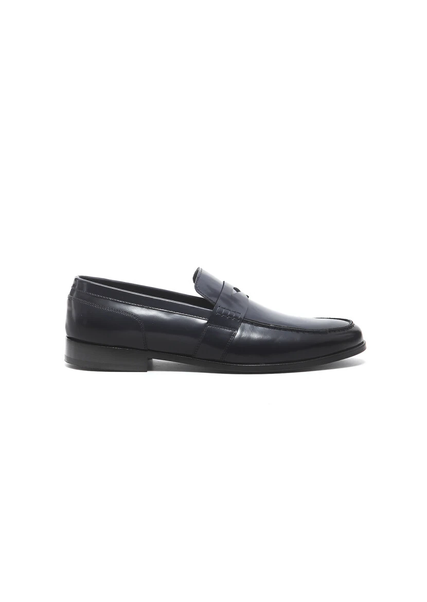 Lacivert Deri Klasik Loafer - 1