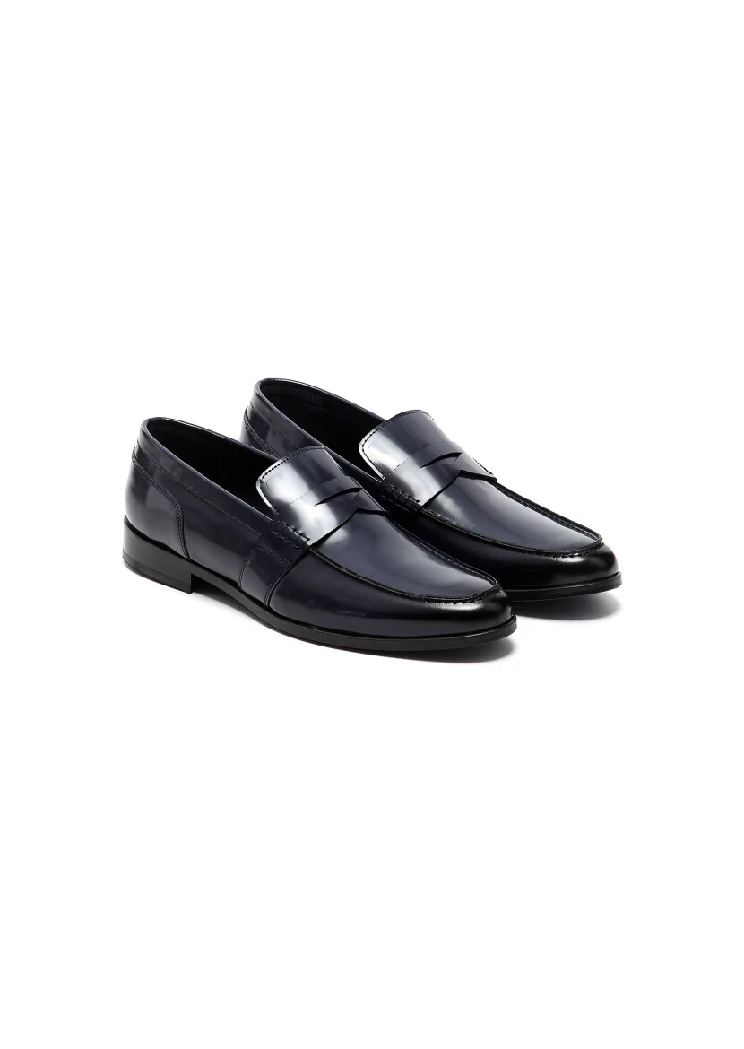 Lacivert Deri Klasik Loafer - 2