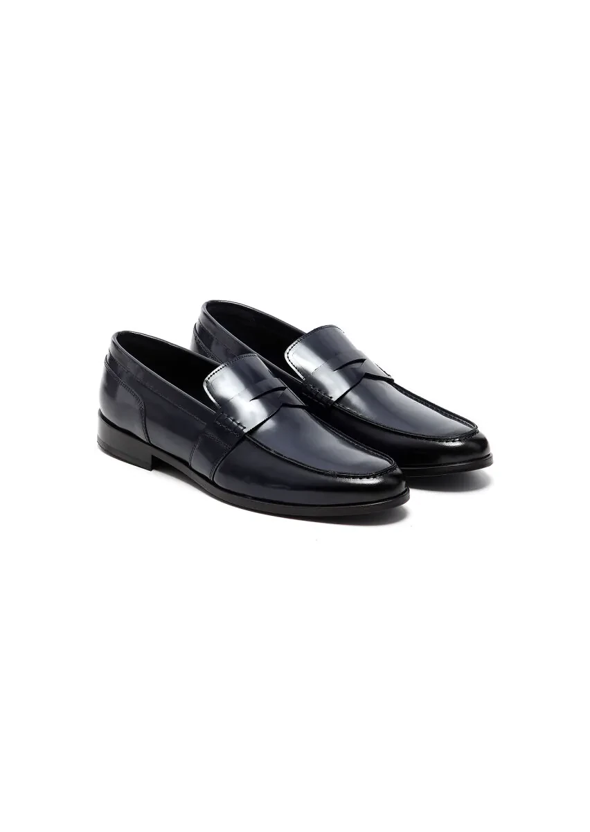 Lacivert Deri Klasik Loafer - 2