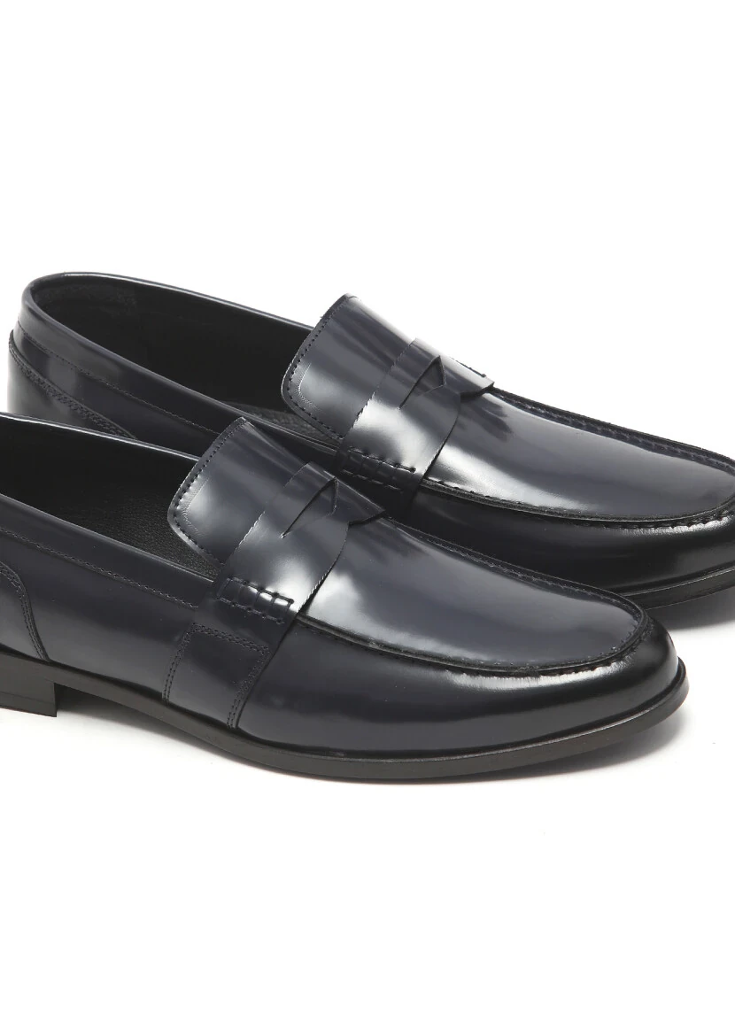 Lacivert Deri Klasik Loafer - 3
