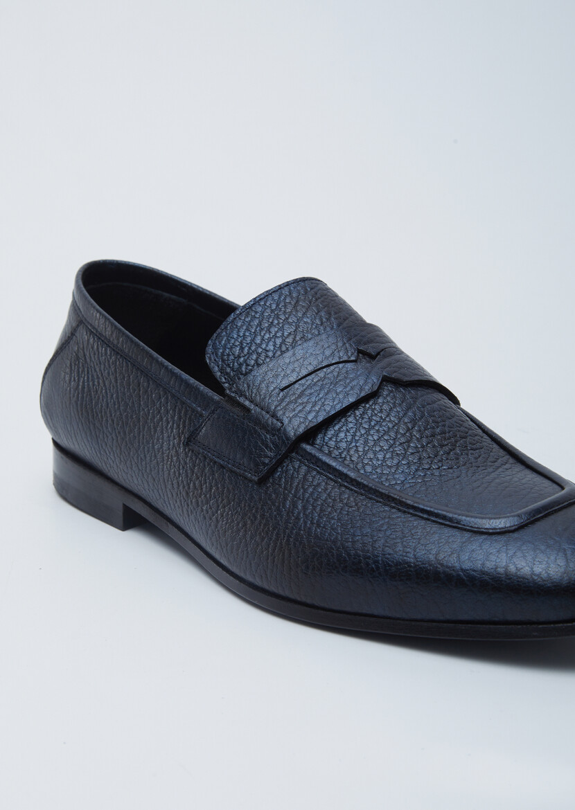 Lacivert Deri Klasik Loafer - 2