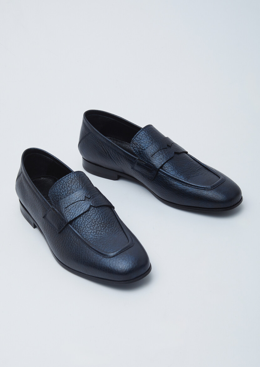 Lacivert Deri Klasik Loafer - 3