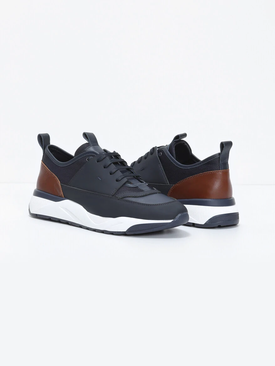 Lacivert Deri Spor Ayakkabı - 3