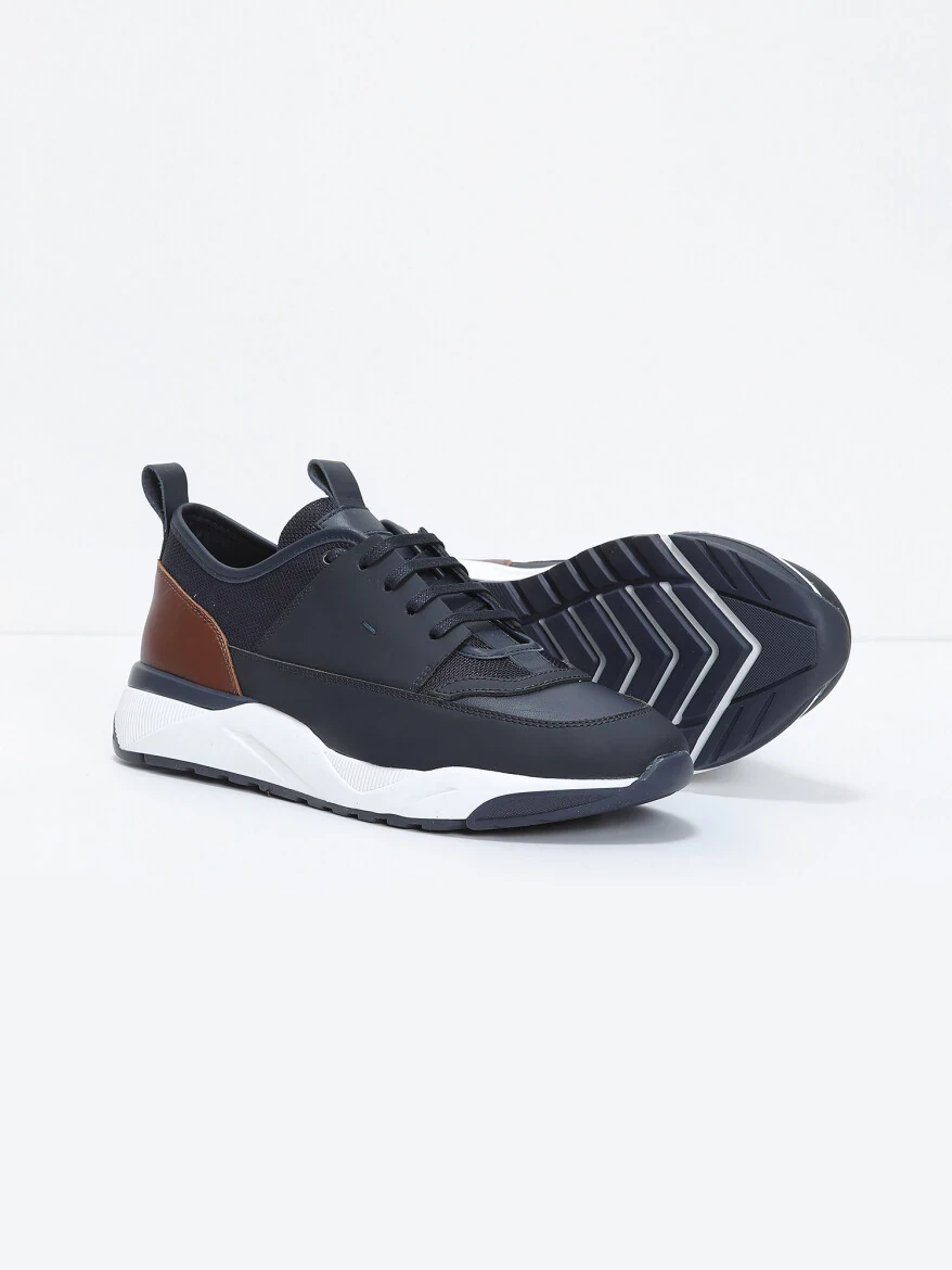 Lacivert Deri Spor Ayakkabı - 4