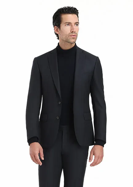 Lacivert Desenli Modern Fit %100 Yün Takım Elbise - 5