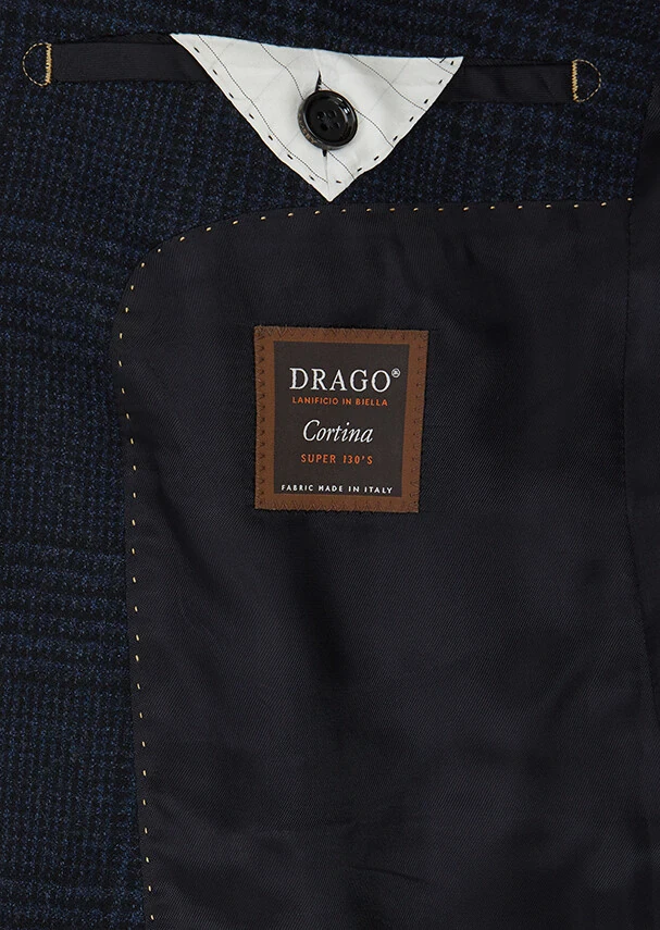 Lacivert Desenli Regular Fit %100 Yün Ceket - 4