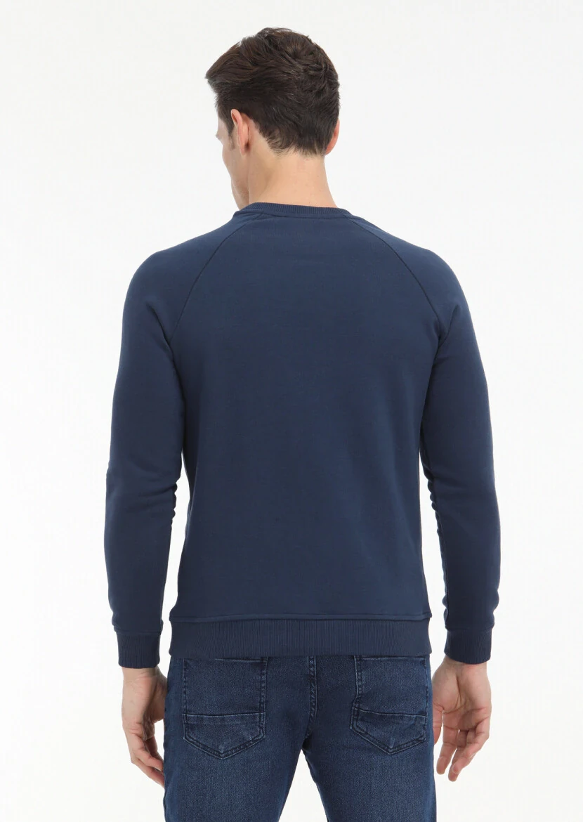 Lacivert Desenli Sweatshırt - 4