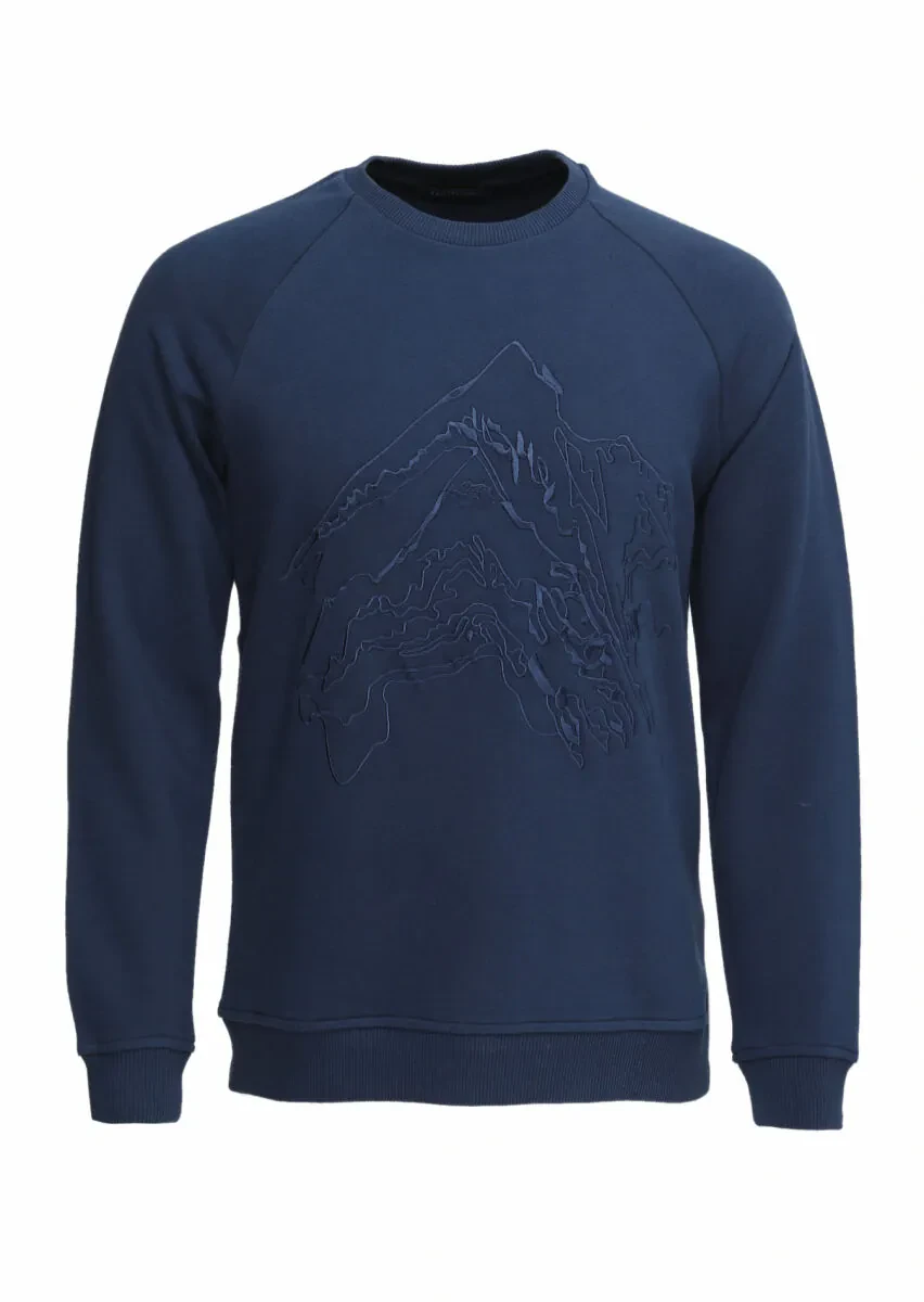 Lacivert Desenli Sweatshırt - 5