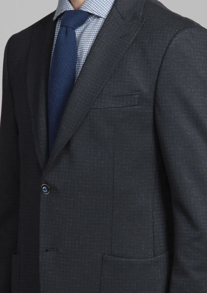 Lacivert Desenli Zeroweight Slim Fit Örme Ceket - 4