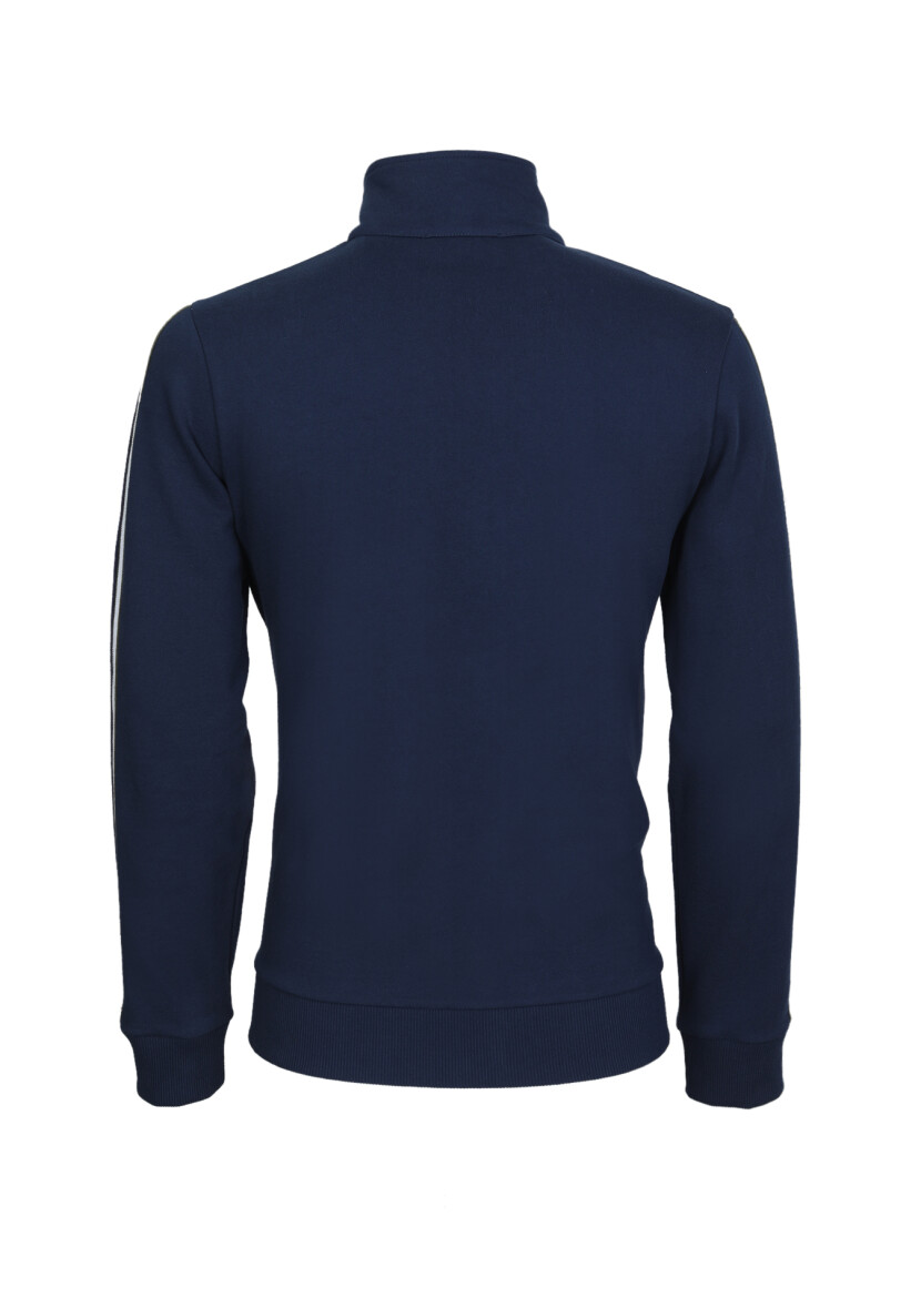 Lacivert Dik Yaka Düz Sweatshırt - 7