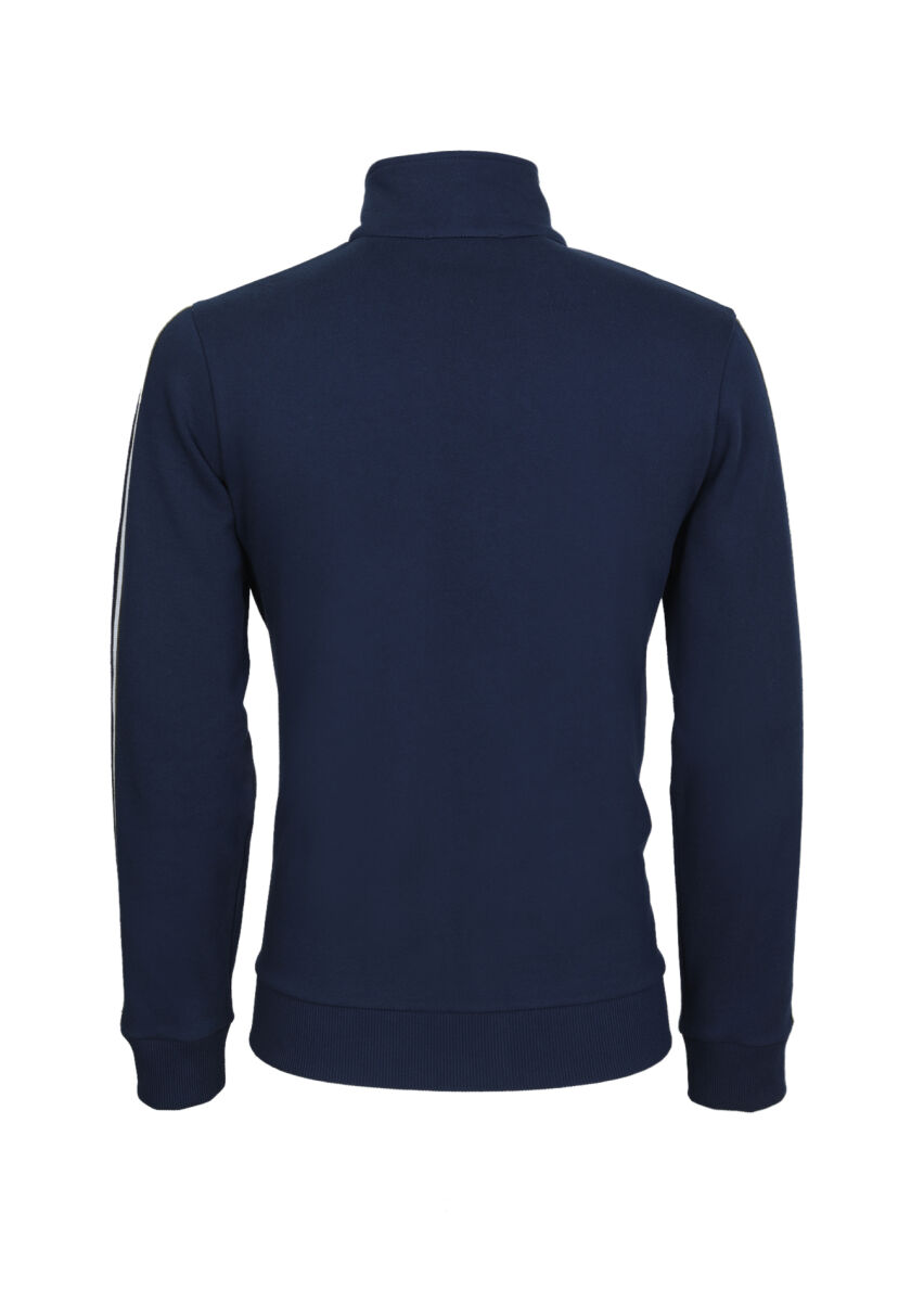 Lacivert Dik Yaka Düz Sweatshırt - 7