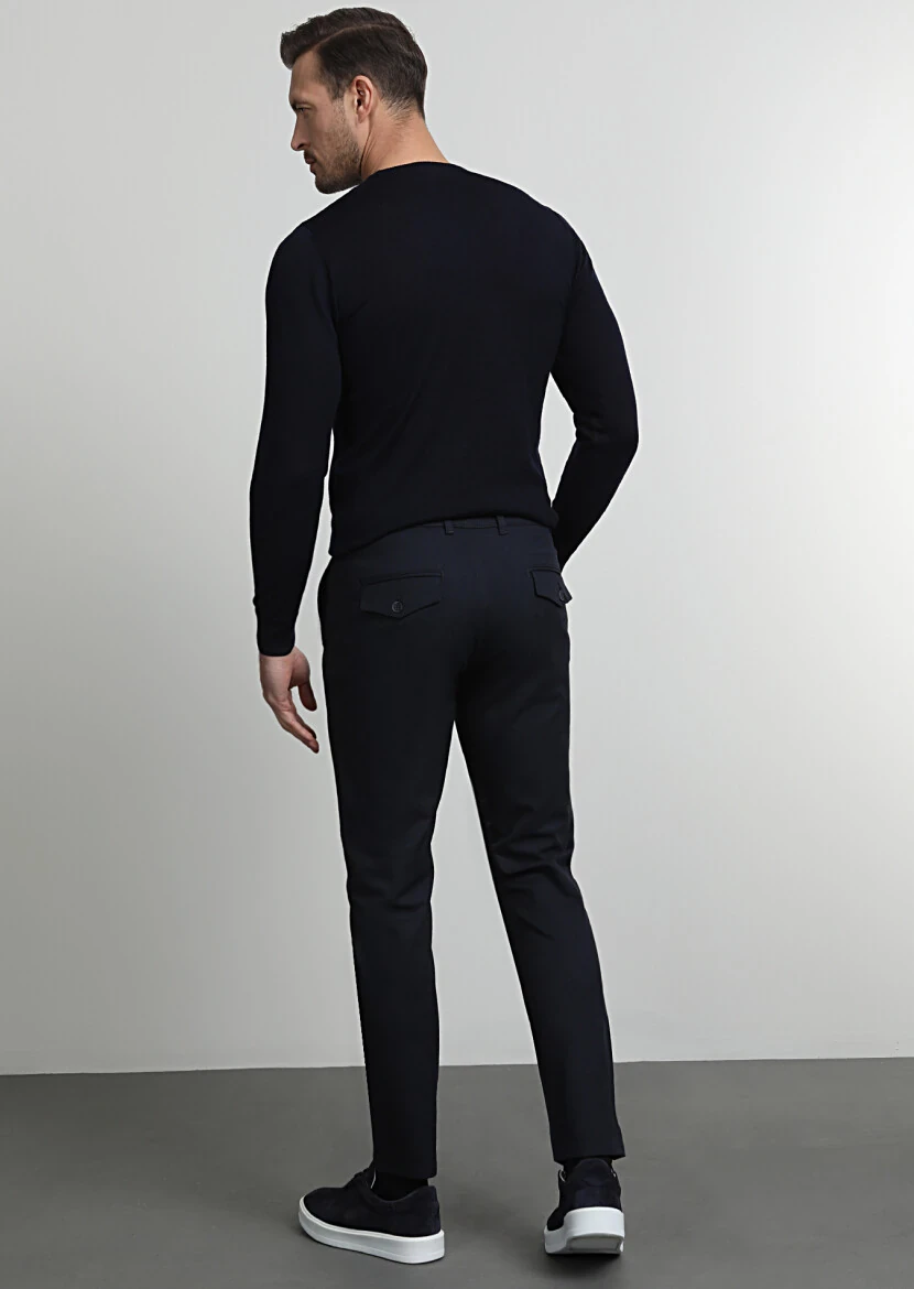 Lacivert Dokuma Jogging Fit Casual Pantolon - 4