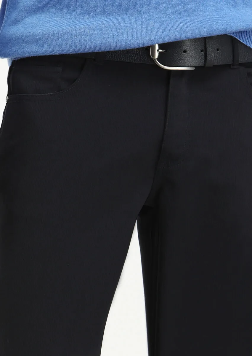 Lacivert Dokuma Slim Fit Casual Pantolon - 3