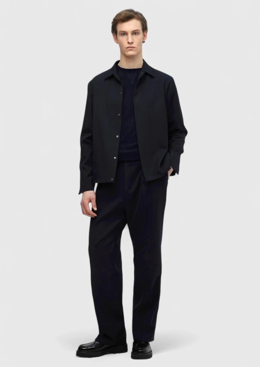 Lacivert Düz Casual Fit %100 Yün Takım Elbise - RAMSEY