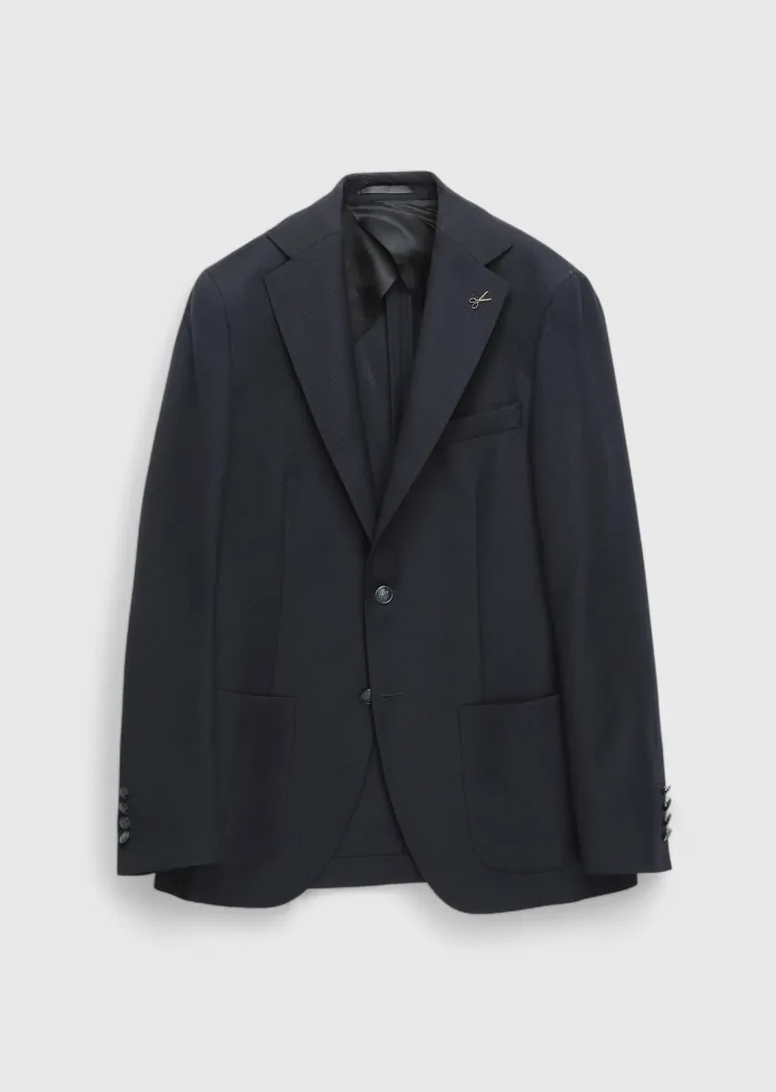 Lacivert Düz Comfort Fit %100 Yün Ceket - 8