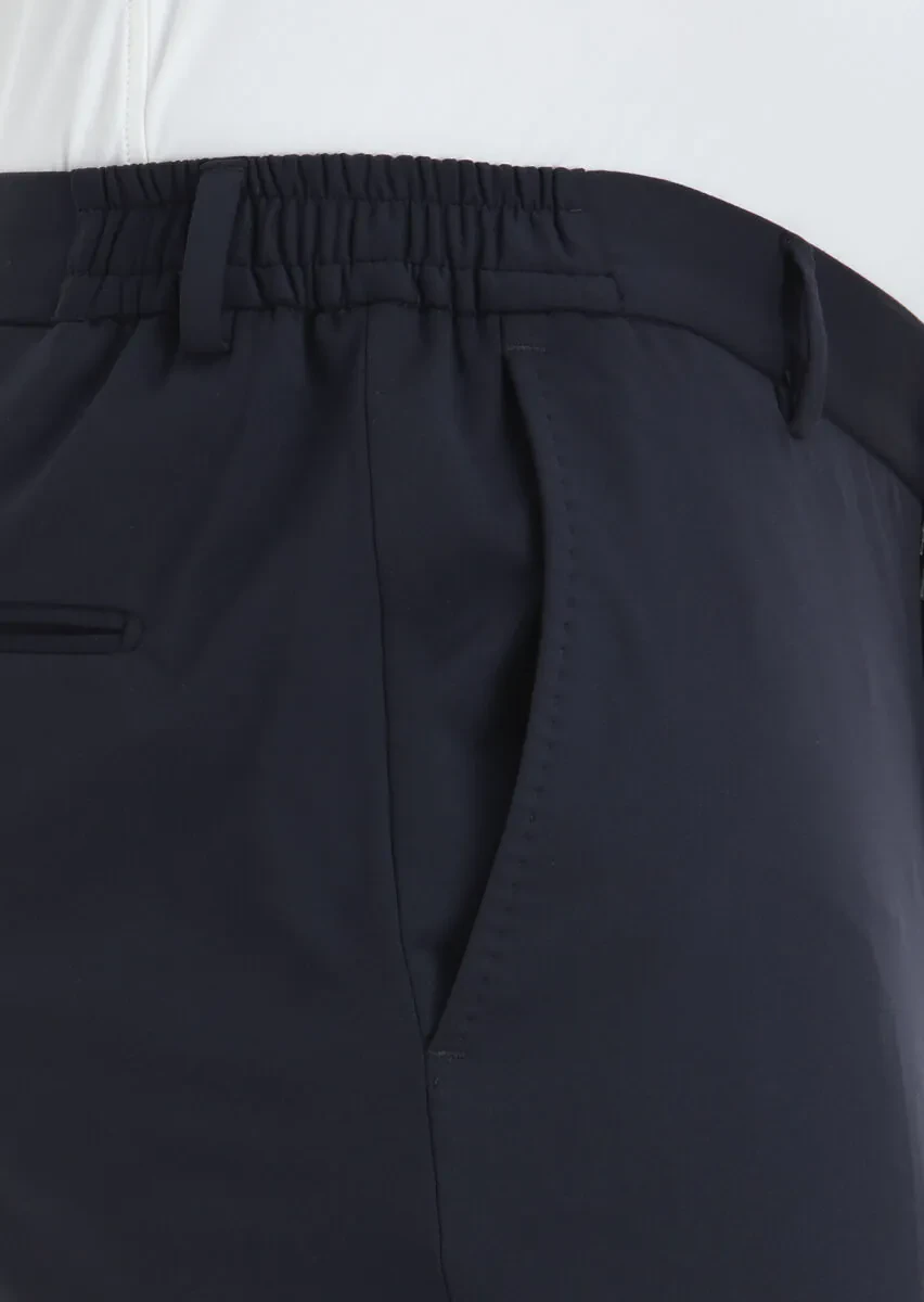 Lacivert Düz Comfort Fit Örme Takım Elbise - 4