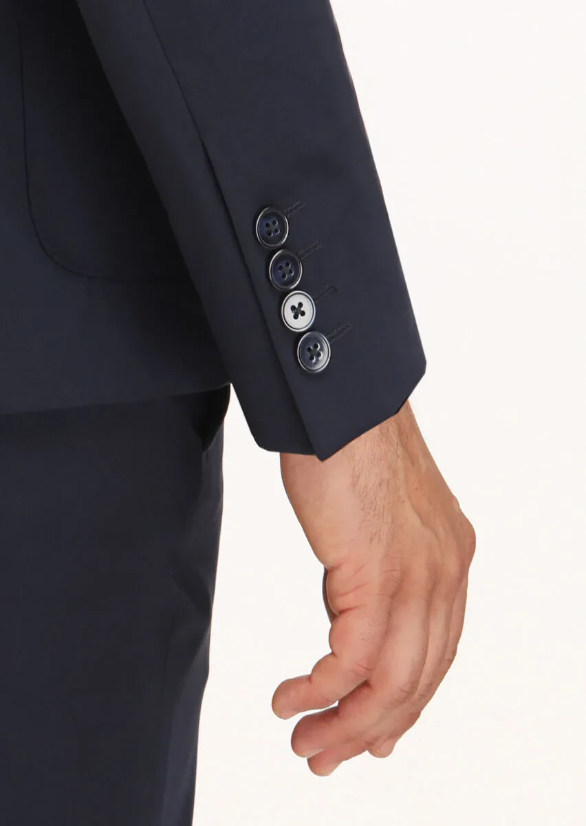 Lacivert Düz Comfort Fit Örme Takım Elbise - 7