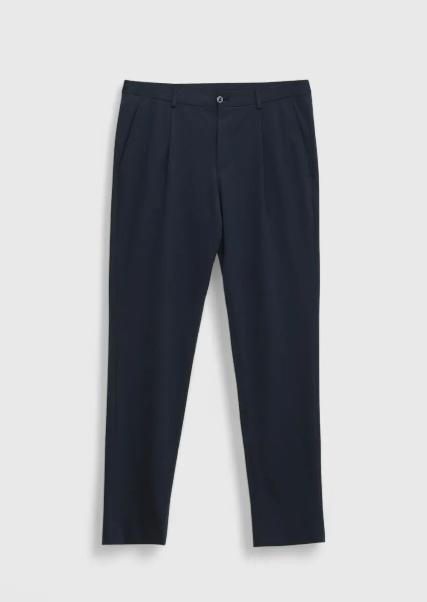 Lacivert Düz Comfort Fit Örme Takım Elbise - 10