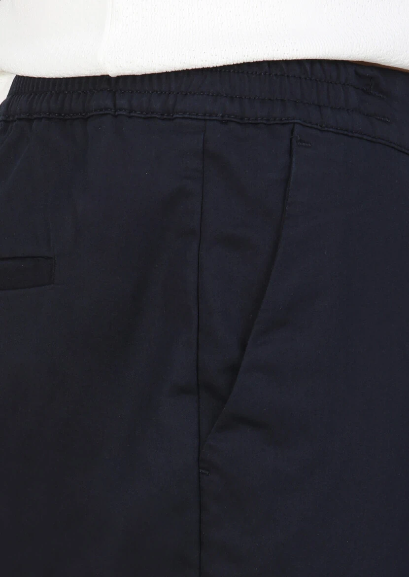 Lacivert Düz Dokuma Jogging Fit Casual Pamuk Karışımlı Pantolon - 3