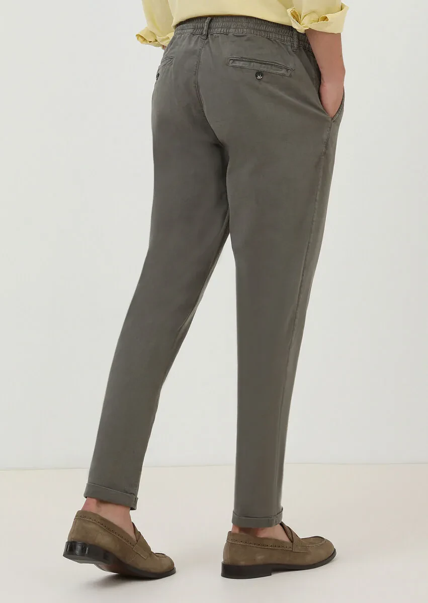 Lacivert Düz Dokuma Jogging Fit Casual Pamuk Karışımlı Pantolon - 4