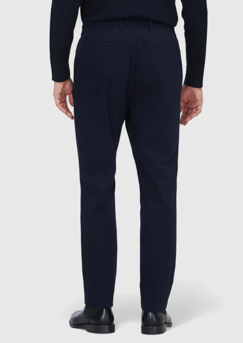 Lacivert Düz Dokuma Jogging Fit Casual Pamuk Karışımlı Pantolon - 6