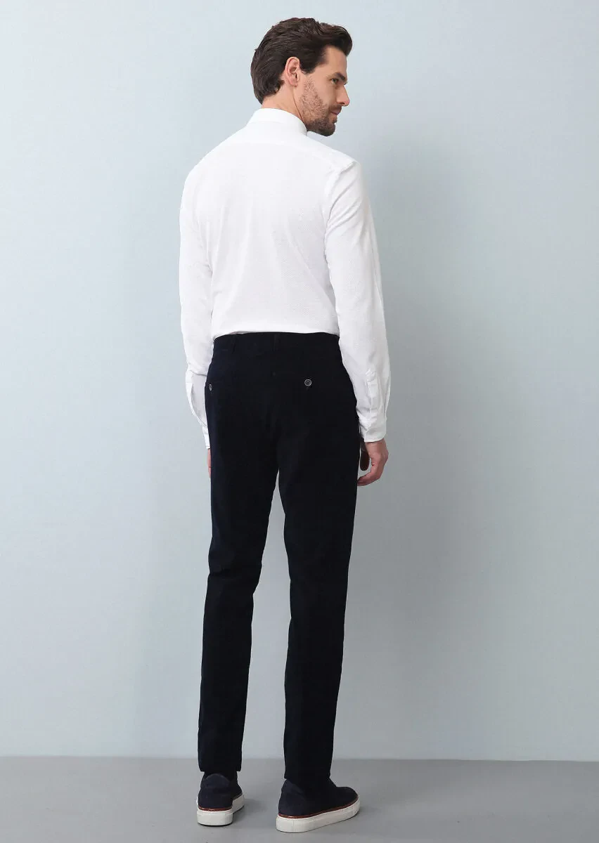 Lacivert Düz Dokuma Regular Fit Casual %100 Pamuk Pantolon - 5