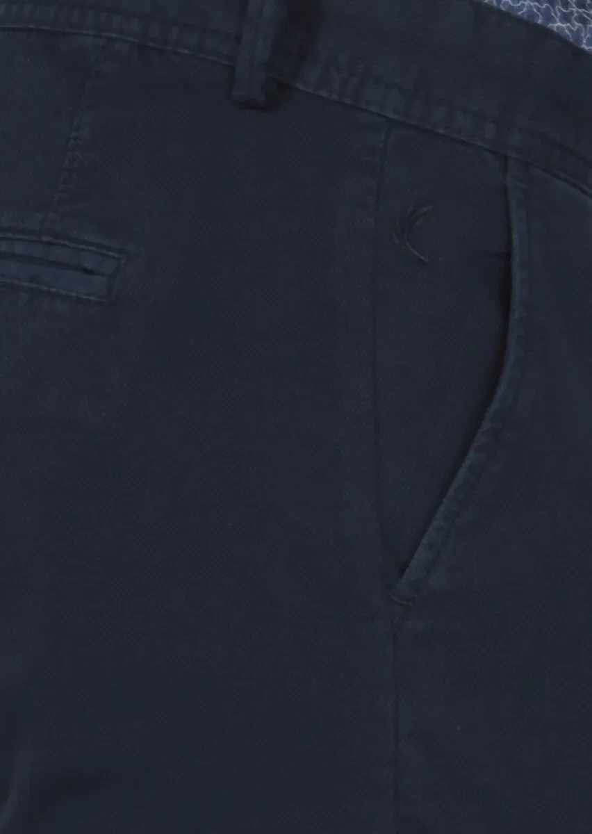 Lacivert Düz Dokuma Regular Fit Casual Pamuk Karışımlı Pantolon - 3