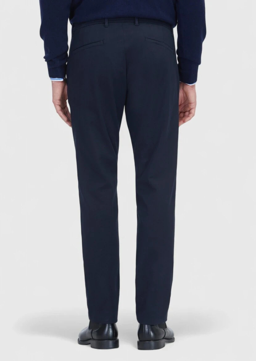 Lacivert Düz Dokuma Regular Fit Casual Pamuk Karışımlı Pantolon - 5