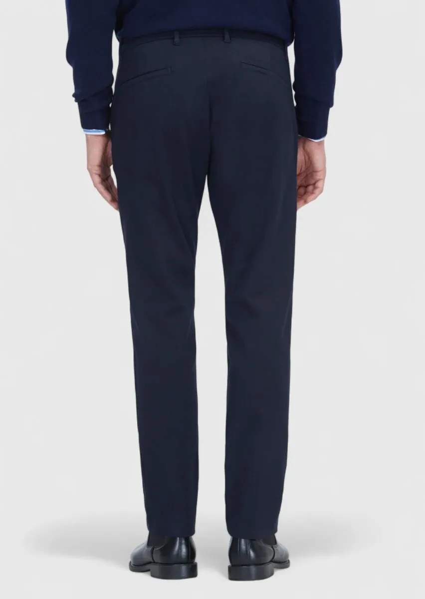 Lacivert Düz Dokuma Regular Fit Casual Pamuk Karışımlı Pantolon - 5