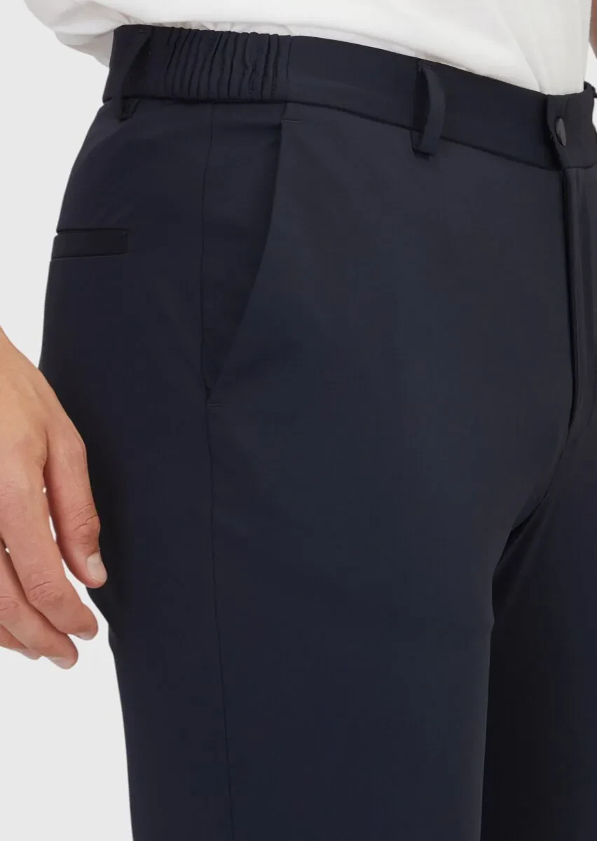 Lacivert Düz Örme Jogging Fit Casual Pantolon - 3