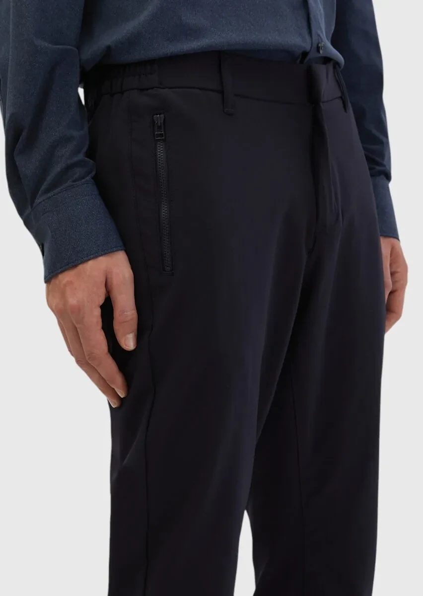 Lacivert Düz Örme Jogging Fit Casual Pantolon - 4