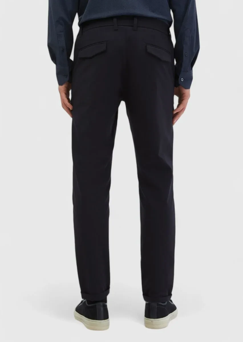 Lacivert Düz Örme Jogging Fit Casual Pantolon - 6