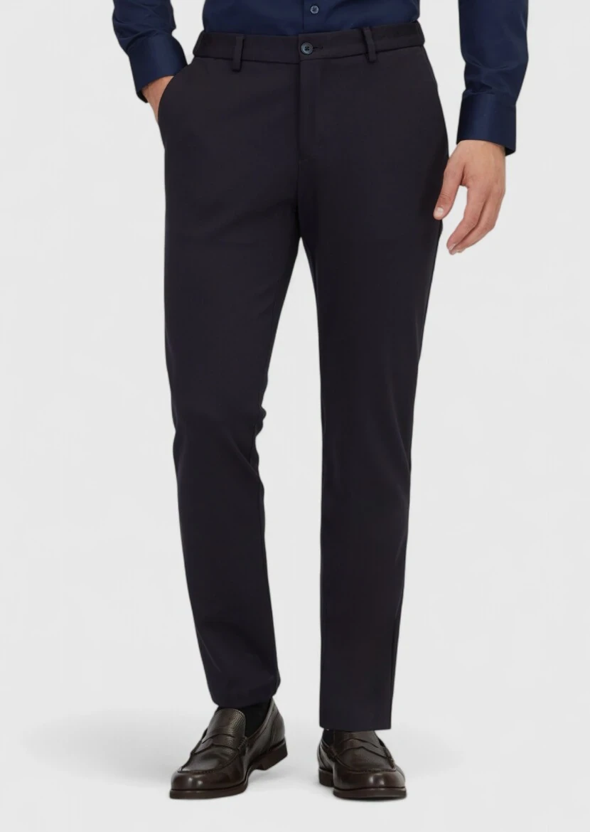 Lacivert Düz Örme Jogging Fit Casual Pantolon 