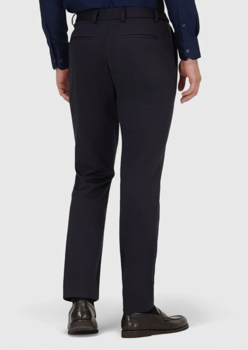 Lacivert Düz Örme Jogging Fit Casual Pantolon - 4