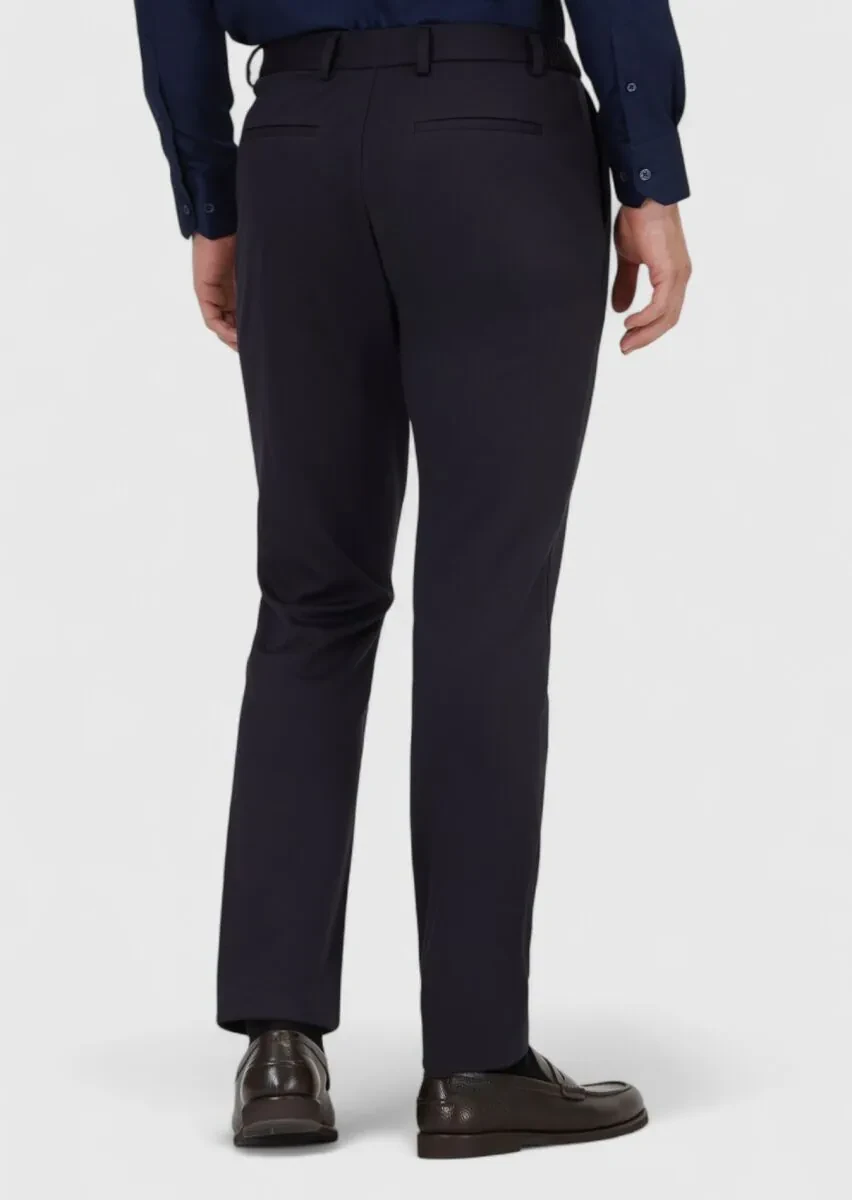 Lacivert Düz Örme Jogging Fit Casual Pantolon - 4